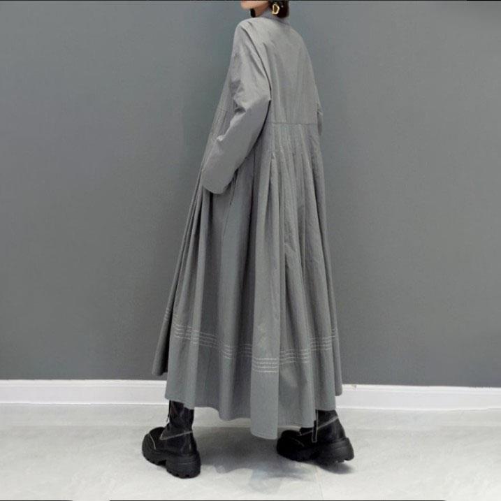 Picture of Large Swing Loose Pleated Long Dress Long Sleeve Stitching Four Seasons Hot Selling Foreign Trade Japanese Women's Solid Color Light Mature Dress Women