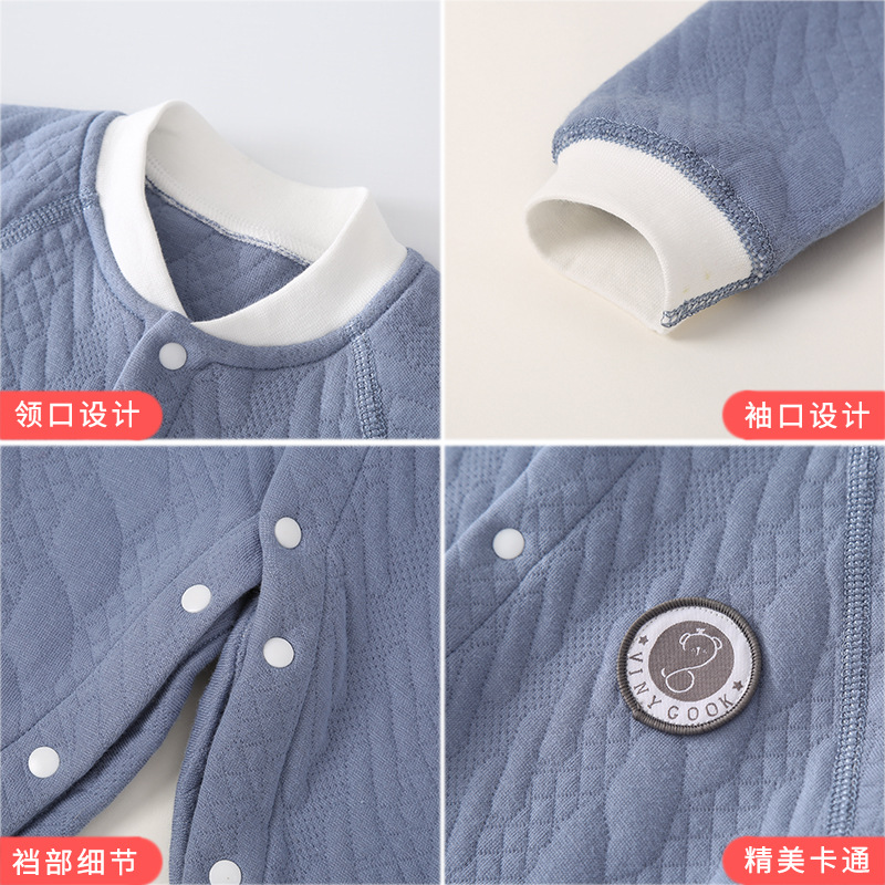 Picture of Baby Padded Cotton Jumpsuit Spring and Autumn Style Warm Winter Unisex Baby Sleepwear Romper Outfit National Trend