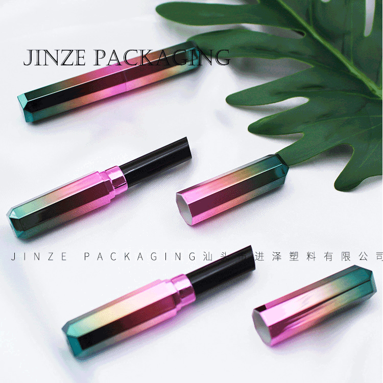 JINZE New gradient prismatic lipstick tube lipstick tube oblique mouth 7.1mm empty tube makeup packaging material