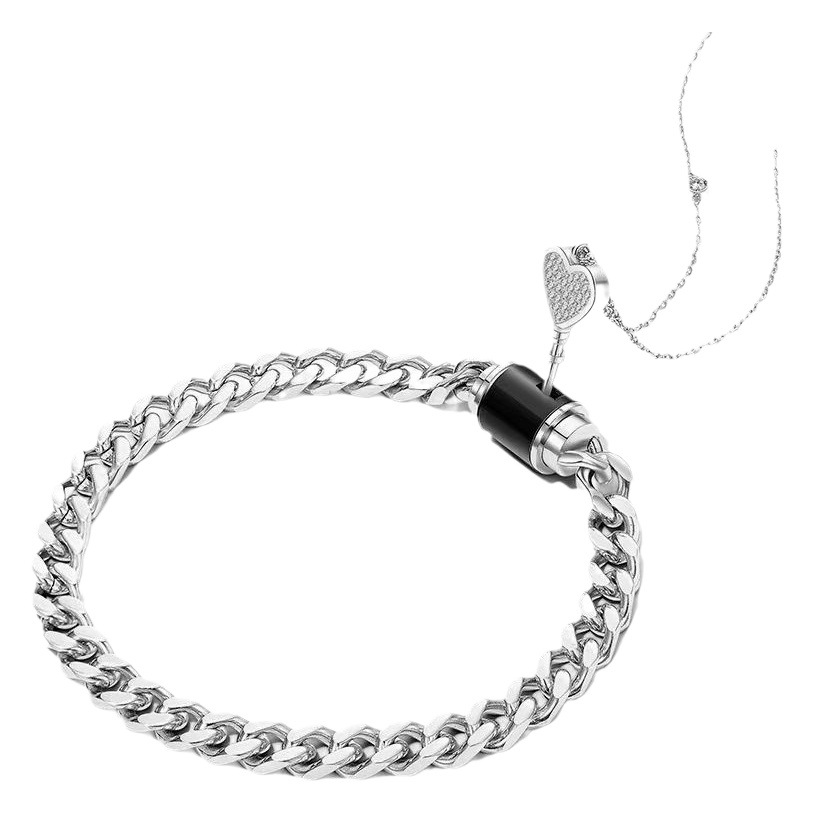 One lock love little lock couple bracelet necklace boys couple Valentine's Day birthday Qixi gift for girlfriend