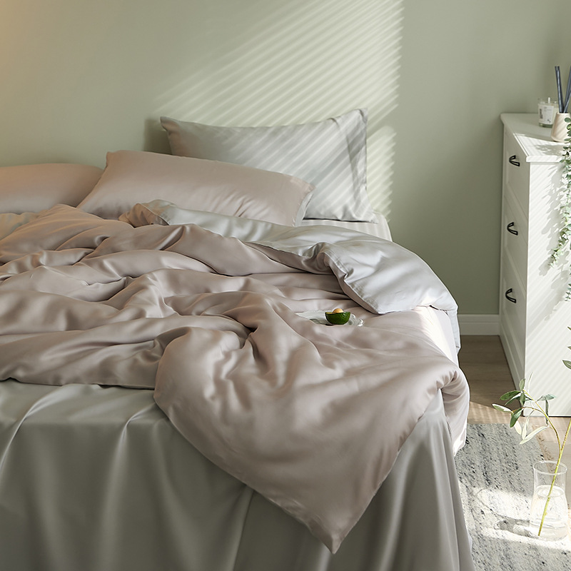 Picture of Light Luxury 60-Count Lenzing Tencel Four-Piece Set Double-Sided Lyocell Cool Ice Silk Cool Feeling Naked Sleeping Tencel Bed Bed Sheets Quilt Cover