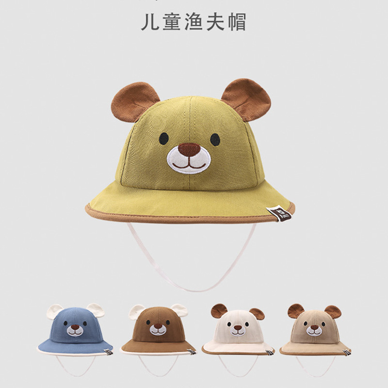 Covered bear ears baby big brim basin hat spring and autumn boys and girls sun hat children's new cartoon fisherman hat
