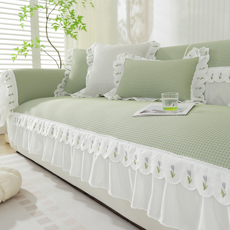 Light Luxury Ice Silk Skirt Sofa Cushion 2025 Summer New Style Mat High-End Non-Slip Mat Ice Silk Mat Seat Cushion