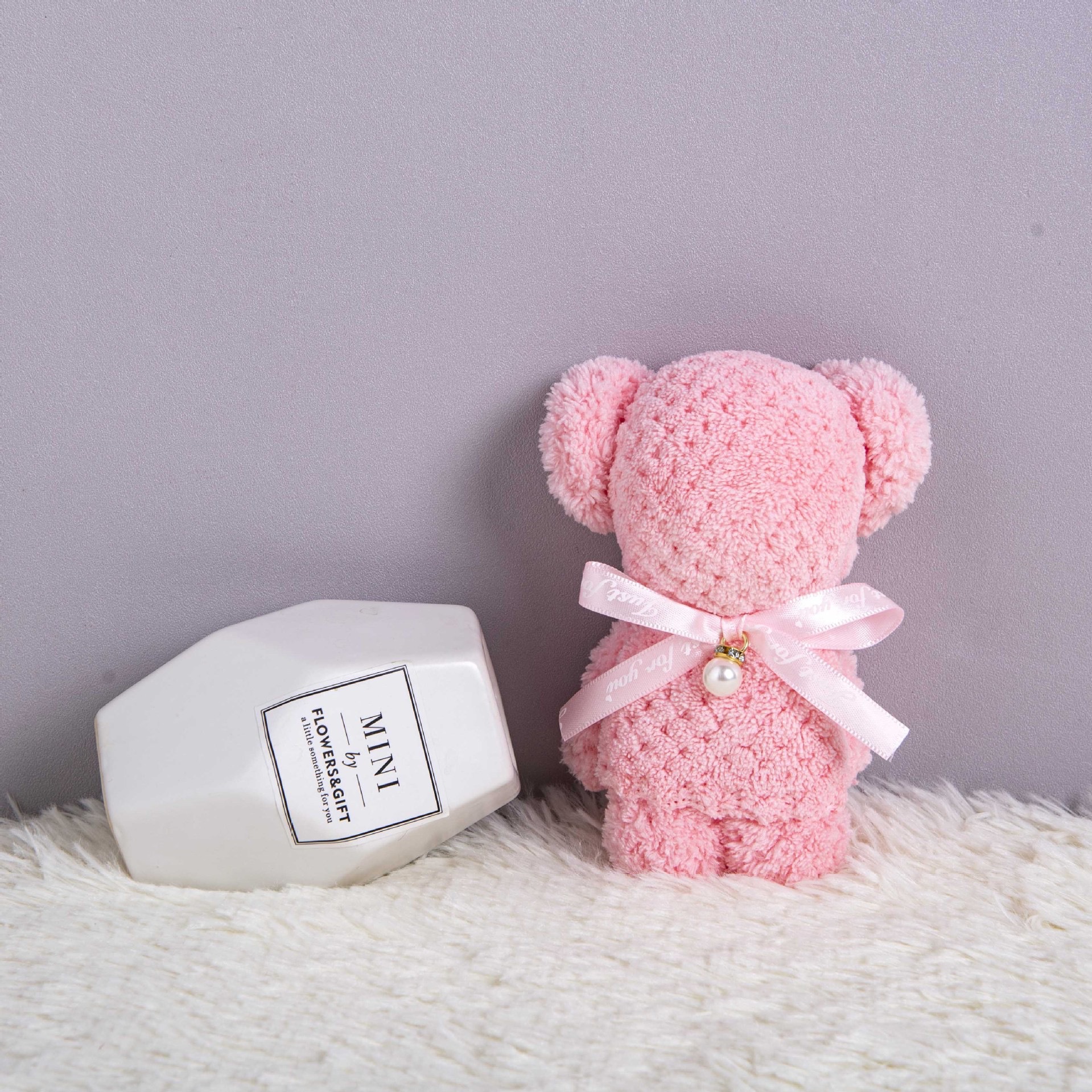 Picture of Coral Fleece Cute Bear Square Bridesmaid Best Man Accompanying Gift Opening Ceremony Shop Gift Pineapple Small Towel