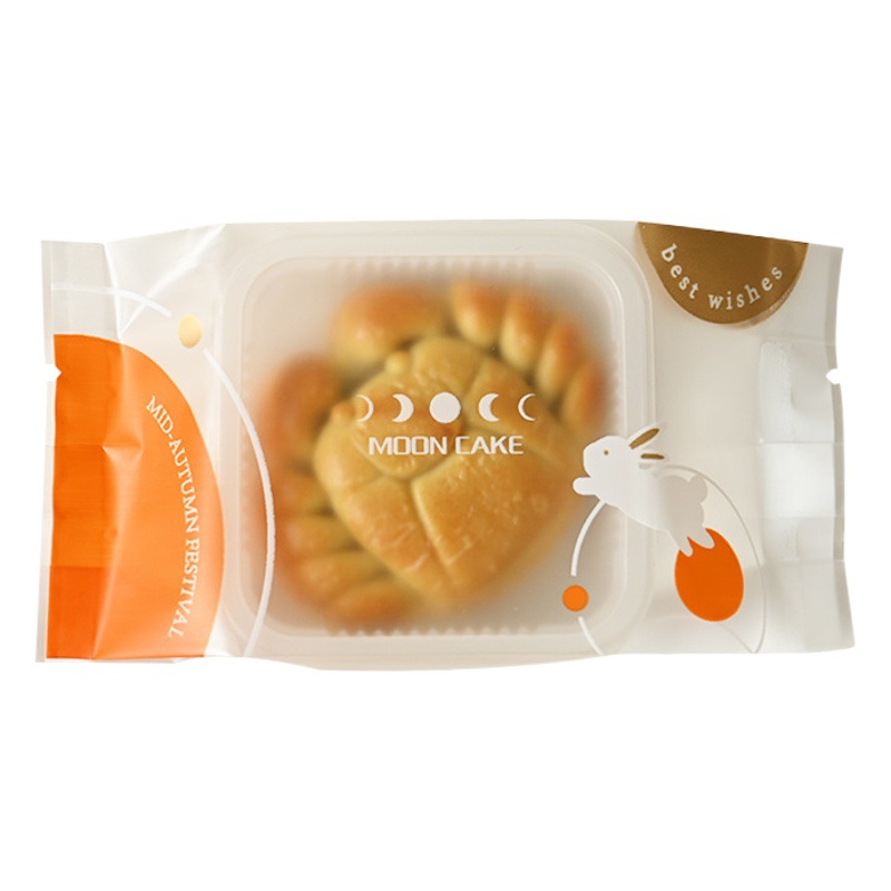 2025 New Mid-Autumn Orange Moon Rabbit Flow Heart Moon Cake Packaging Bag Frosted Ice Skin Baking Egg Yolk Machine Seal Bag
