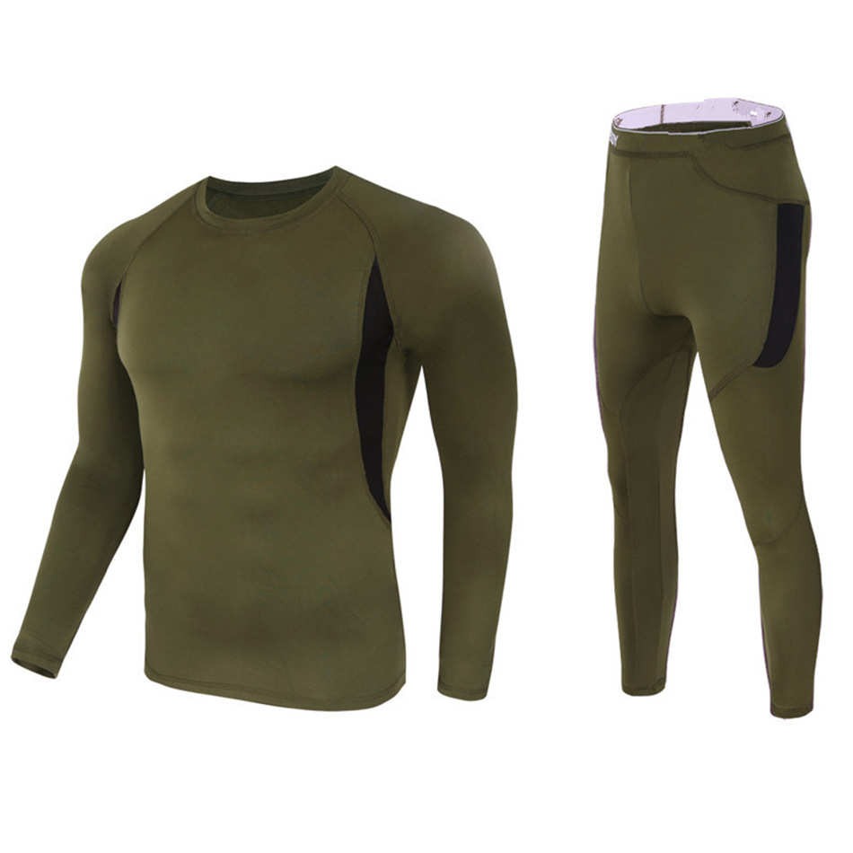 Quick-drying Tight Sweat-absorbent Sports Riding Suit New Men's Outdoor Fleece Thermal Sports Underwear Suit