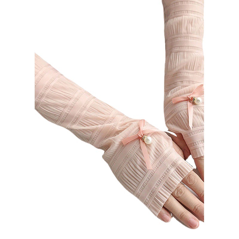 Sun protection oversleeve women's long lace thin oversleeve summer UV protection gloves Women's Open car Ice Silk arm sleeve
