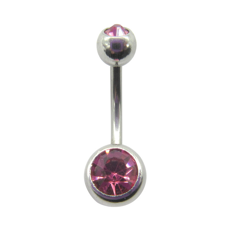 Picture of Meier Stainless Steel Double Diamond Umbilical Ring with Diamond Navel Buckle Cross-border Human Puncture Jewelry with Diamond Navel Nail