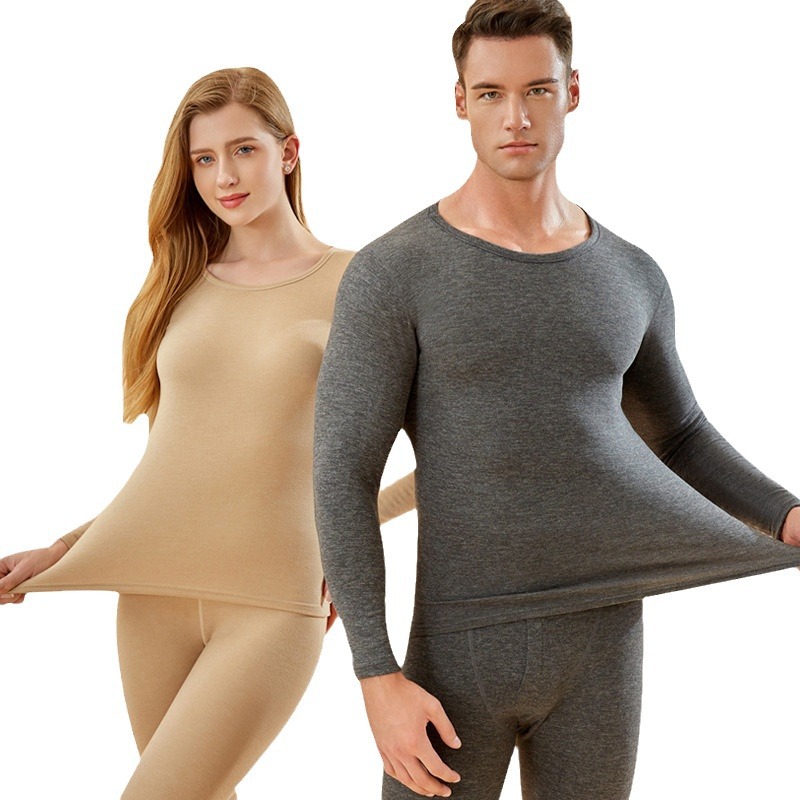 Picture of Cashmere Silk Thermal Underwear Women's Base Wear Autumn Clothes and Pants Men's Student Plus Velvet Suit Autumn and Winter