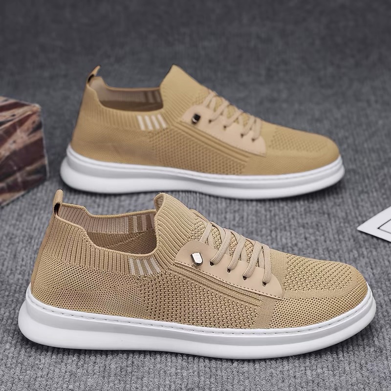 Summer Men's Shoes New Breathable Mesh Shoes Men's sneaker Korean-style Trendy All-match Flat Fly-knit Casual Sneakers