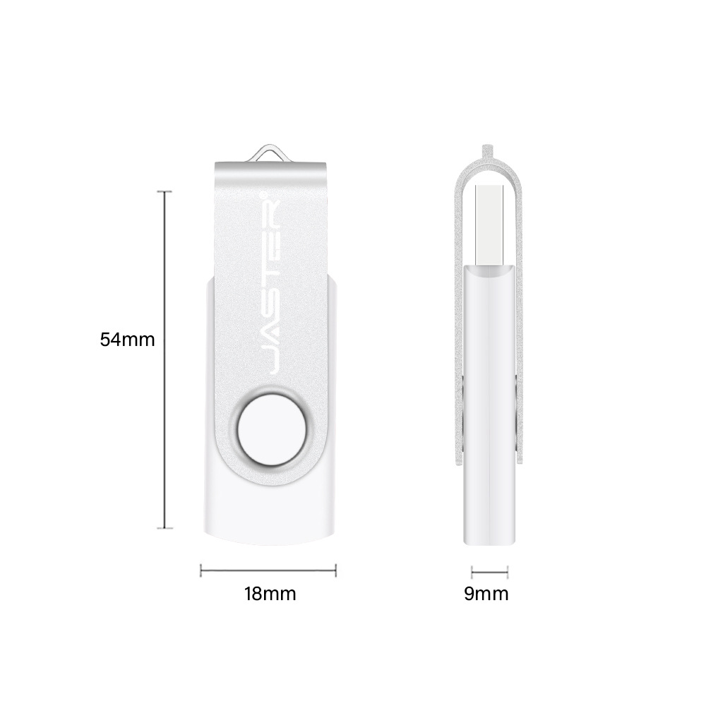 Picture of Plastic color USB flash drive laser diy engraving U disk creative commemorative gift silver clip rotating 64G waterproof U disk