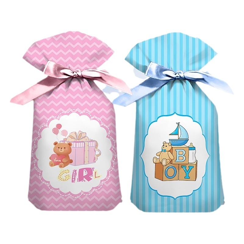 New Cartoon Boy Girl drawstring bag ribbon drawstring bag Children's Day gift bag candy snowflake crisp packaging bag