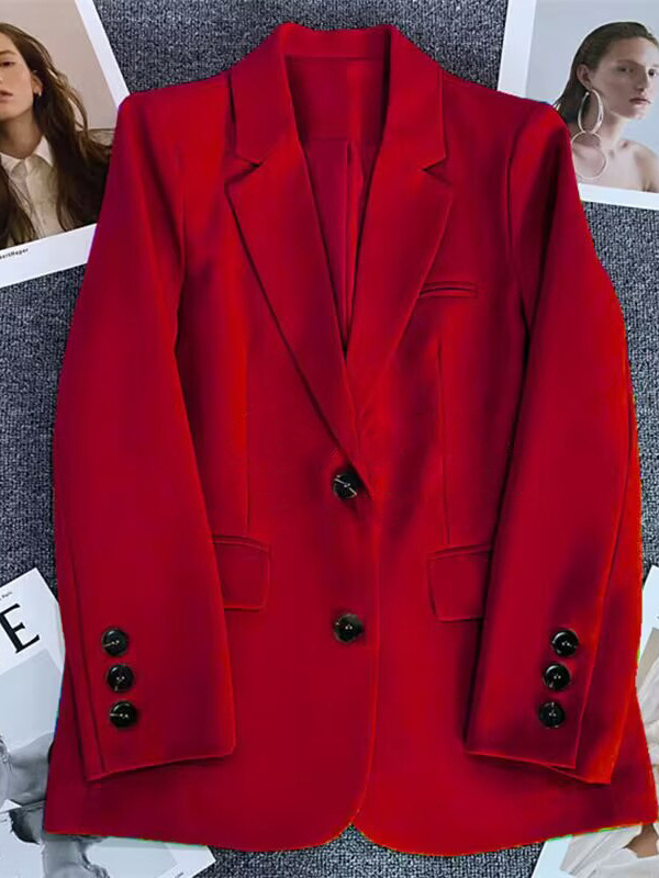 Spring Temperament Commuter Orange Women's Suit Cross-border Hot Selling Double Row Metal Buckle Korean Style Casual Suit Jacket