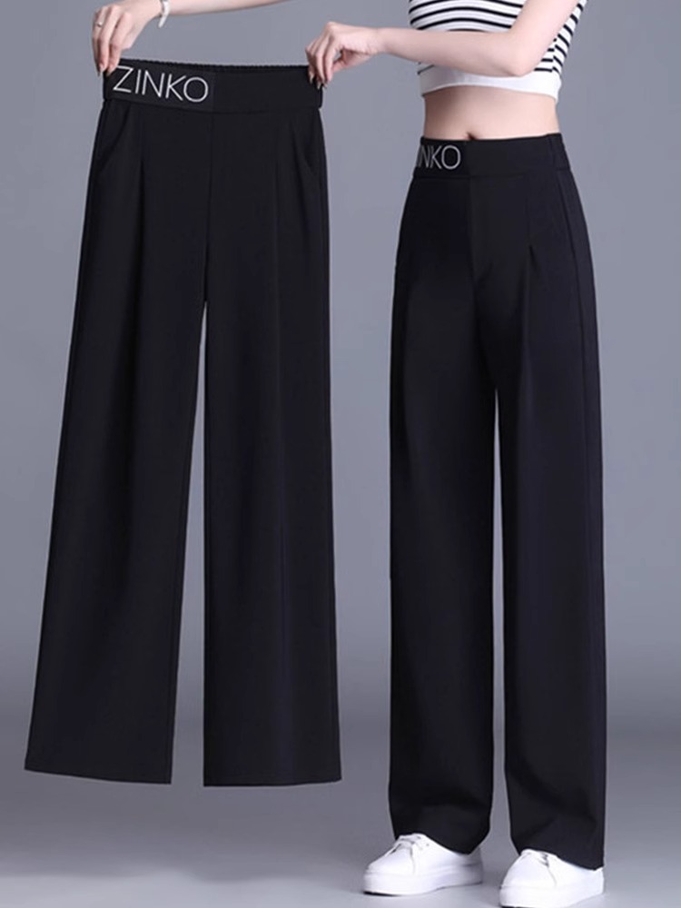 Ice Silk Wide Leg Pants Women's Autumn Thin Draped High Waist Straight Pants Loose Slimming Nine-point Mop Casual Pants