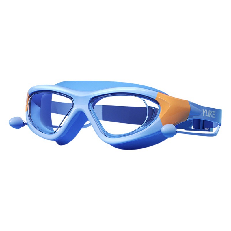 Children's swimming goggles waterproof anti-fog mid-frame boys and girls professional diving swimming glasses swimming cap set diving equipment
