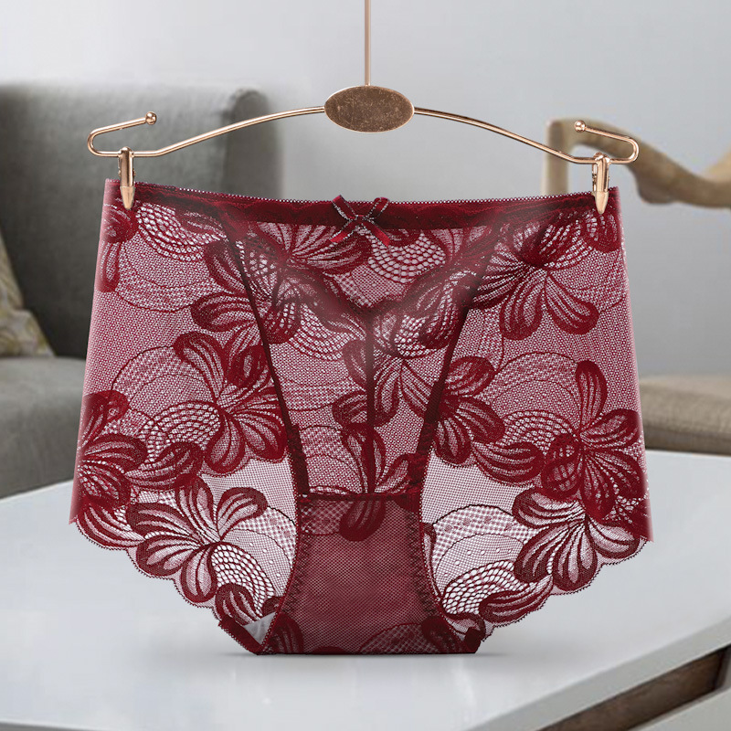 Picture of 3A Antibacterial Cotton Crotch Breathable Full Lace Women's Underwear Large Size Plus Fat Sexy Seamless Underwear Women's Butt Lifting Briefs