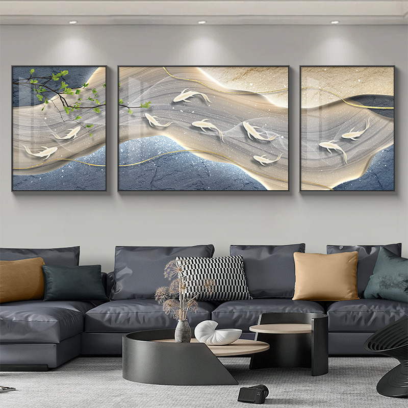 Shenzhen Dafen Oil Painting Village living room decorative painting modern light luxury sofa background wall hanging painting simple atmospheric mural