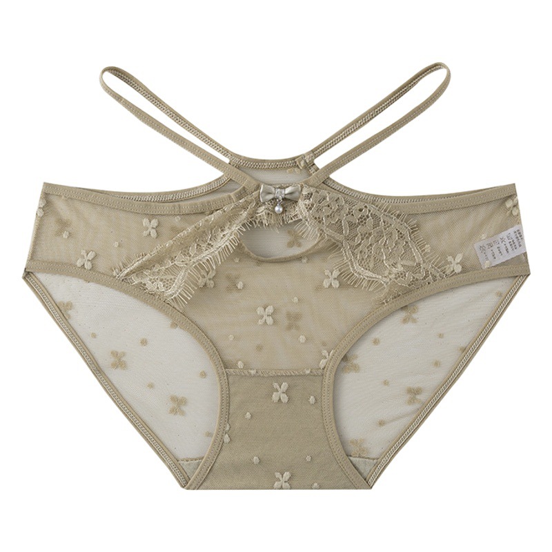 Hollow-out Lace Mid-waist Women's Underwear Comfortable Breathable Summer Lightweight Naked Briefs Sexy Micro-transparent Underwear