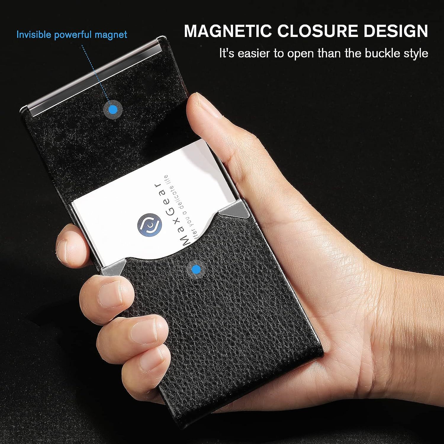Picture of Amazon Amazon hot PU business card bag business card case Card Case full leather business card case magnetic card holder