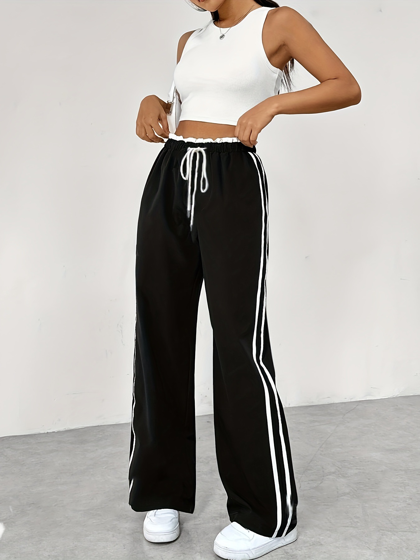 European and American Style Cross-Border New Royal Blue Black Straight Pants Women's Sports Pants Casual Long Pants