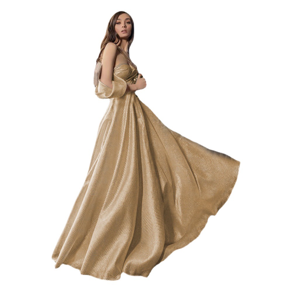 Picture of Champagne-Colored High-End Dress Champagne Colorful High-End Women's High-End Off-Shoulder Tube Top Evening Dress
