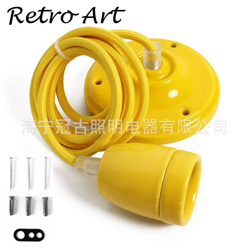 Amazon ebay Edison ceramic lamp head with ceiling plate DIY decorative ceramic chandelier Assembly