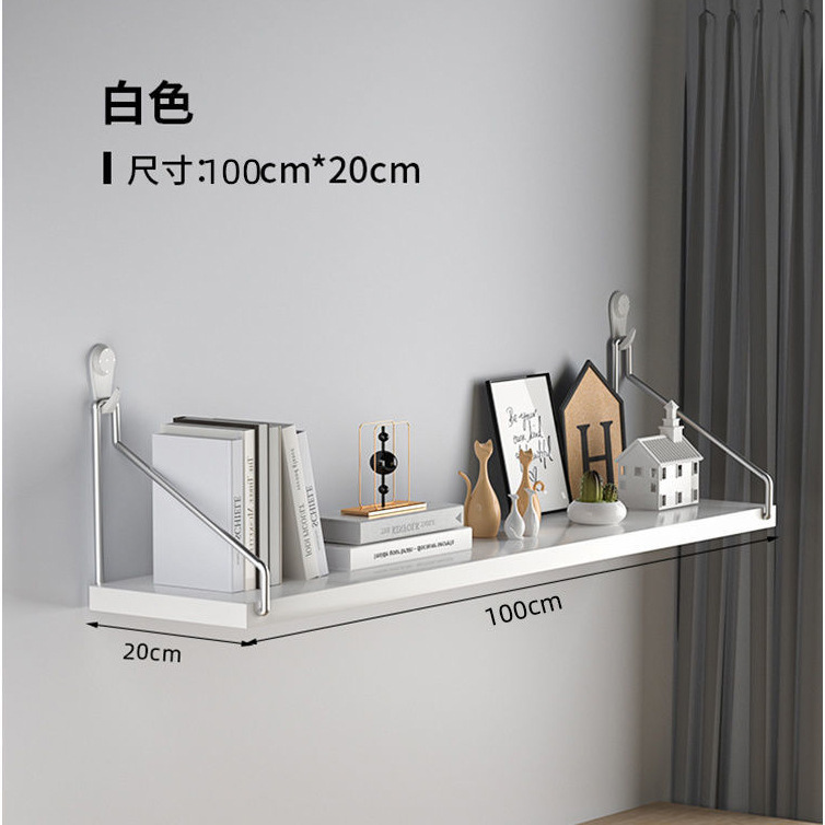Picture of No-Drill Wall-Mounted Wrought Iron Living Room Entrance Wall Decoration Bedroom Wall Bookshelf Single Shelf Wall Storage Rack