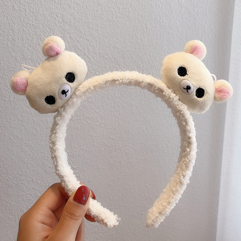 Picture of Special Headband for Face Washing for Women 2025 New Autumn and Winter Cute Bear Headband Hairband Hairpin Hair Accessory Plush Headwear
