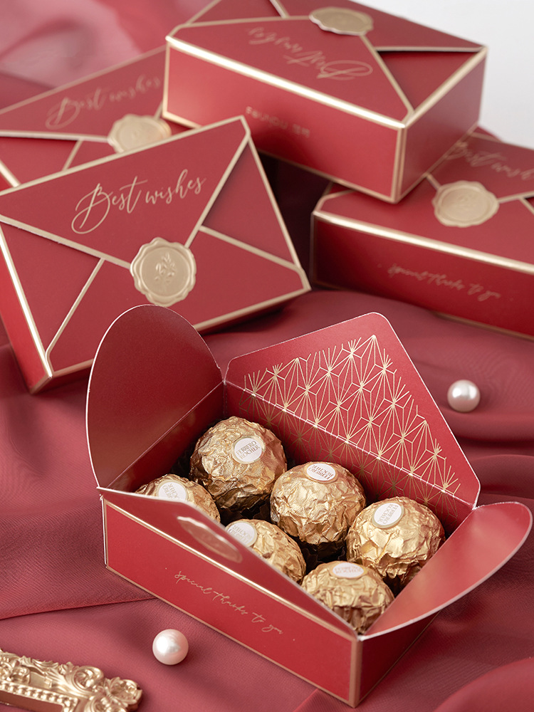 Picture of New Creative ins Style Retro European Style Red Wedding Candy Box Gift Box Envelope Paper Box Candy Box