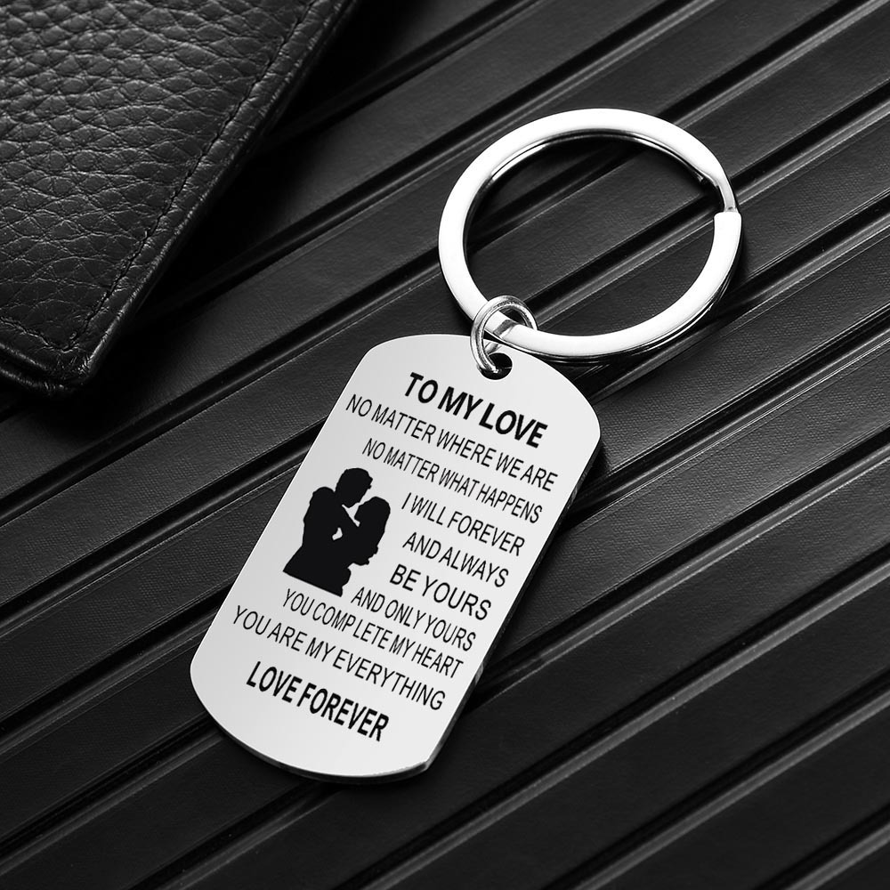 Picture of Cross-border Stainless Steel Keychain TO MY LOVE NO MATTER WHERE Couple's Gift Keychain