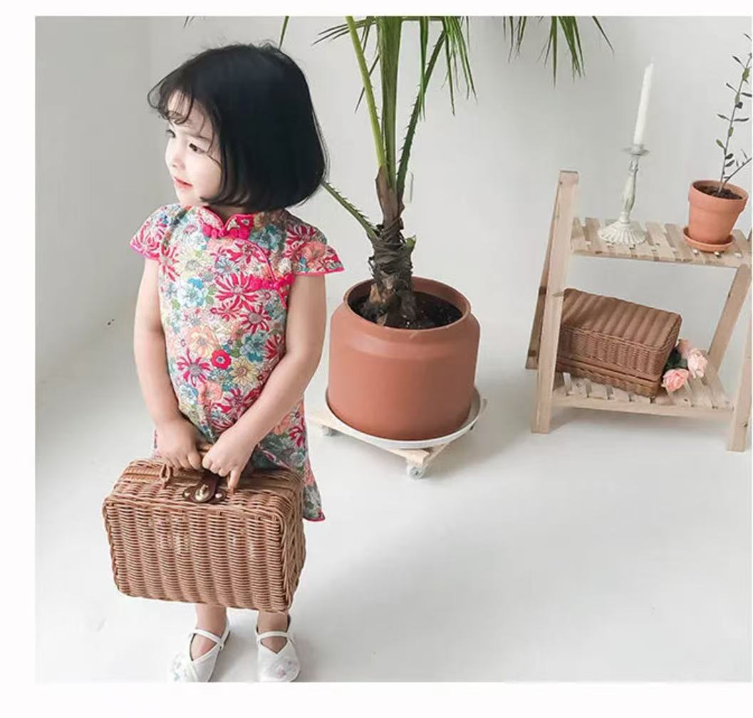 Picture of Girls Cheongsam Children Cheongsam Summer Little Girl Cheongsam Dress Chinese Style Retro Dress Baby Girl Princess Dress