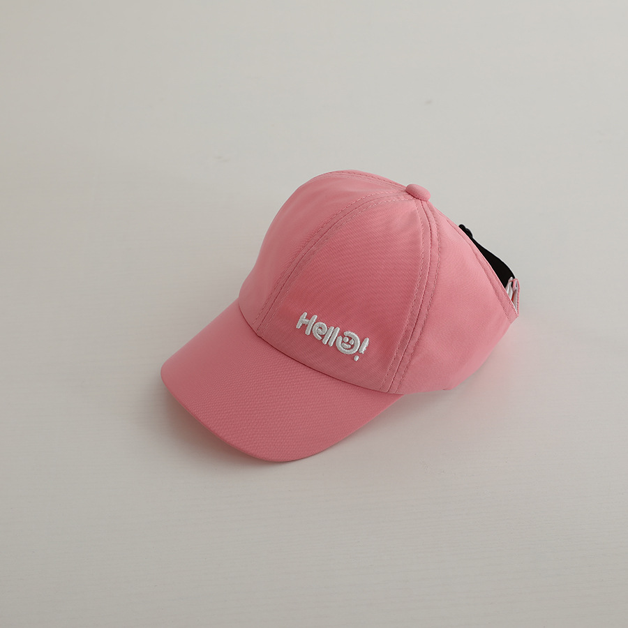 Picture of Embroidered Baby Hat Summer Thin Big Brim Sunshade Sun Protection Pony Tail Half-Hallot Cap Girls Baseball Cap