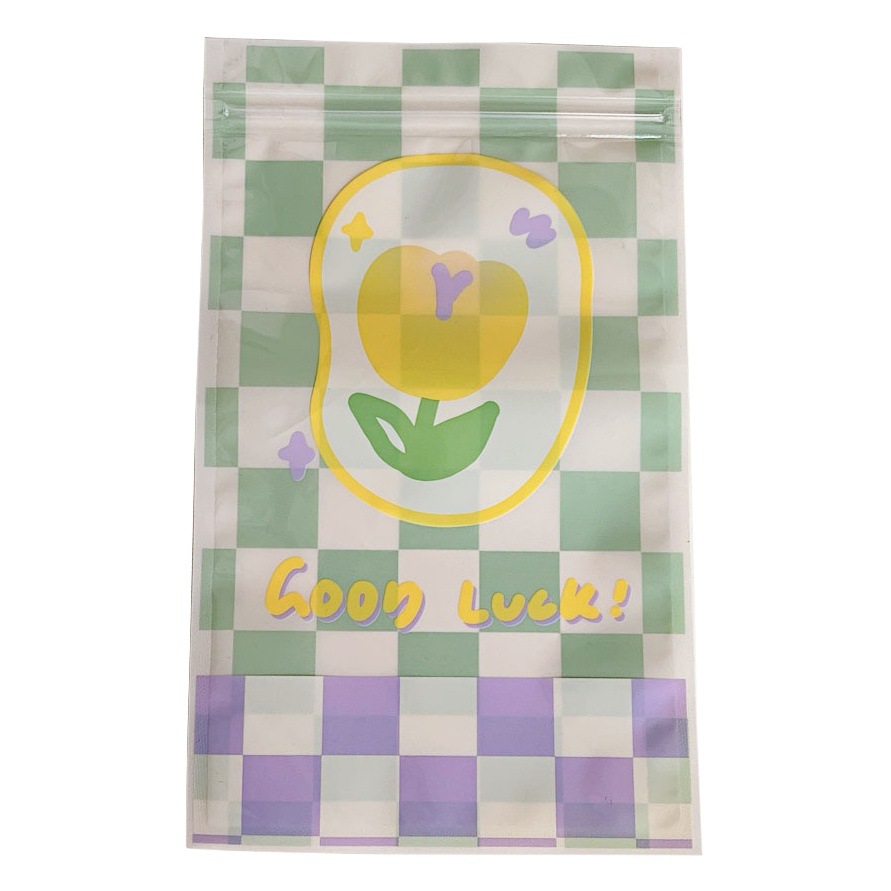 Tengyi Youpin cartoon cute ziplock bag jewelry stationery mask storage bag chessboard grid Tulip sealing bag