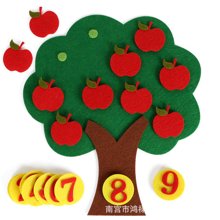 Felt kindergarten teaching toys apple tree understanding digital kindergarten teaching tools