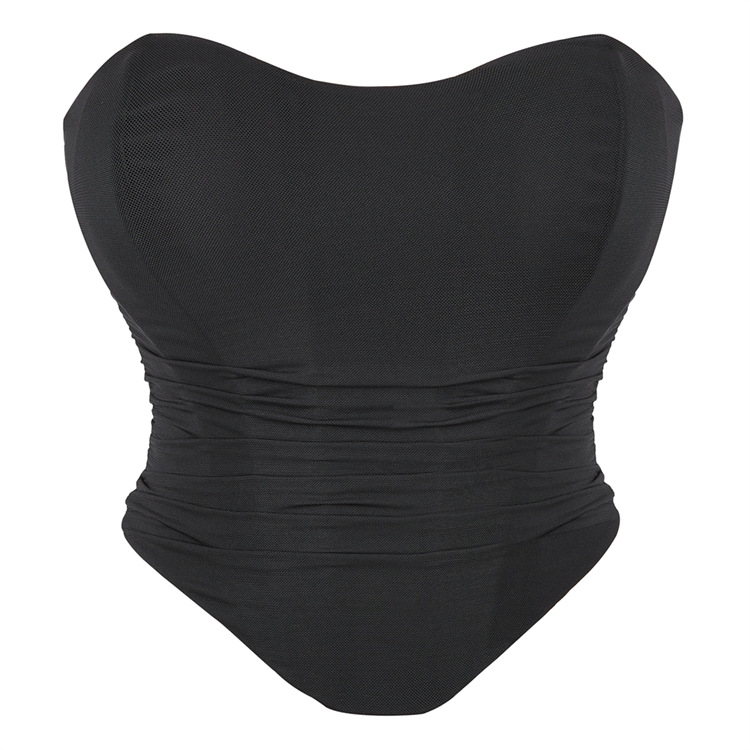 New black breathable mesh elastic tube top chest support sexy top independent station Foreign trade cross-border supply breathable