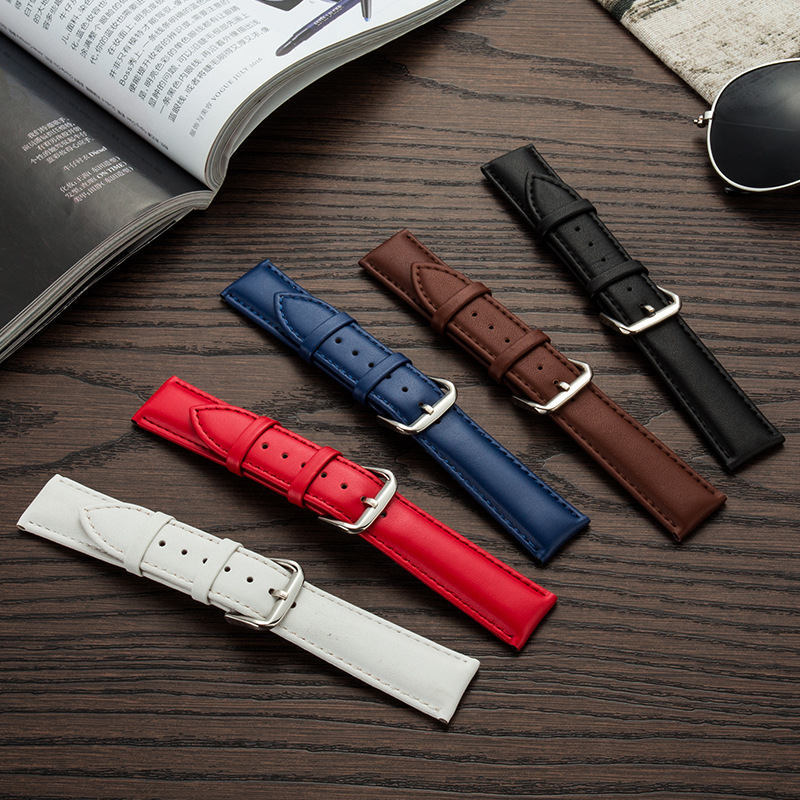 Wholesale leather watch with plain color pin buckle strap for men and women a generation of hair watch accessories