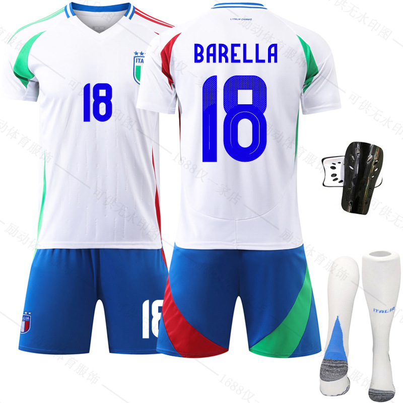 Picture of 2024 Italy away white jersey European Cup football uniform No.14 Chiesa 18 Barrera big factory