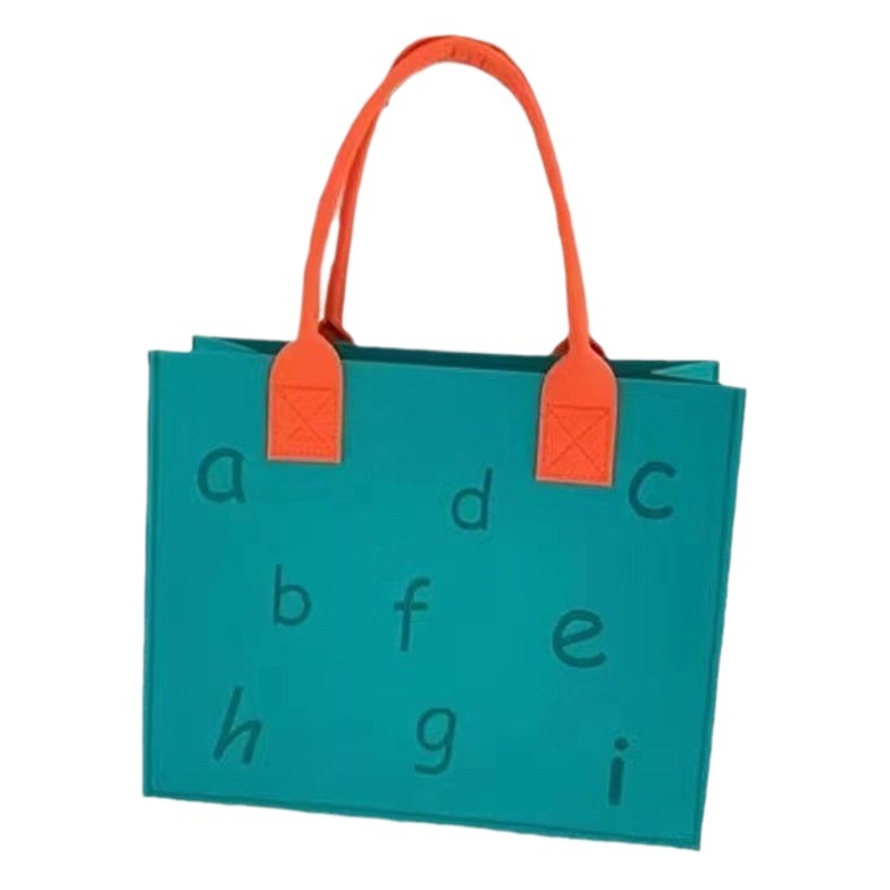 Customized Thickeneded Large-Capacity Felt Bag with Contrasting Color Simple Letter Felt Handbag New Year's Gift Companion Gift Bag