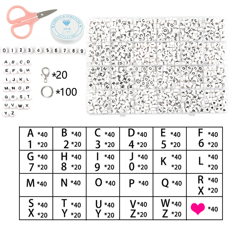Picture of Amazon Hot Sale 24 Grid Multi Style Letter Beads Boxed Color Beads Handmade Set with Accessories diy Material
