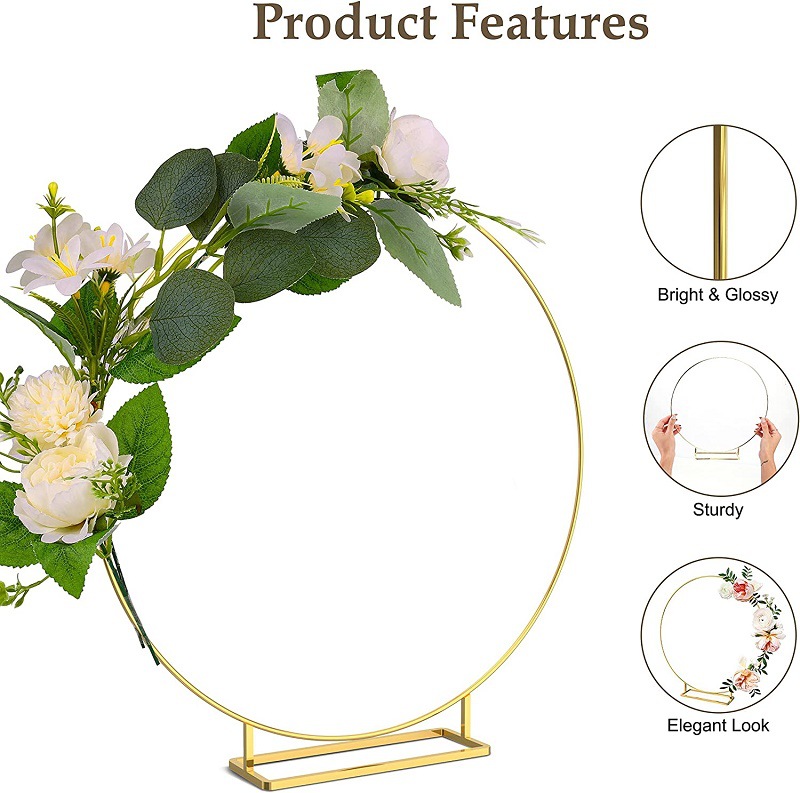 Picture of Creative Metal Garland Iron Ring ins Wind Circle Garland Simulation Flower Large Circle Ornaments Desktop Decorative Ring