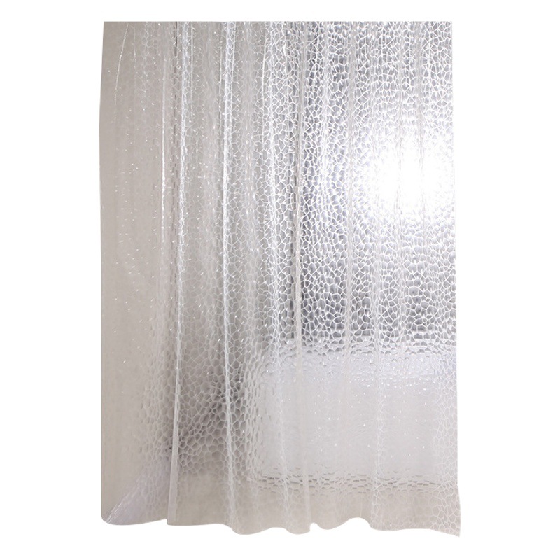 In-Stock 3D Translucent Pebble-Lined Geometric Eva Shower Curtain Waterproof Bathroom No-Drill Partition Curtain Thickened