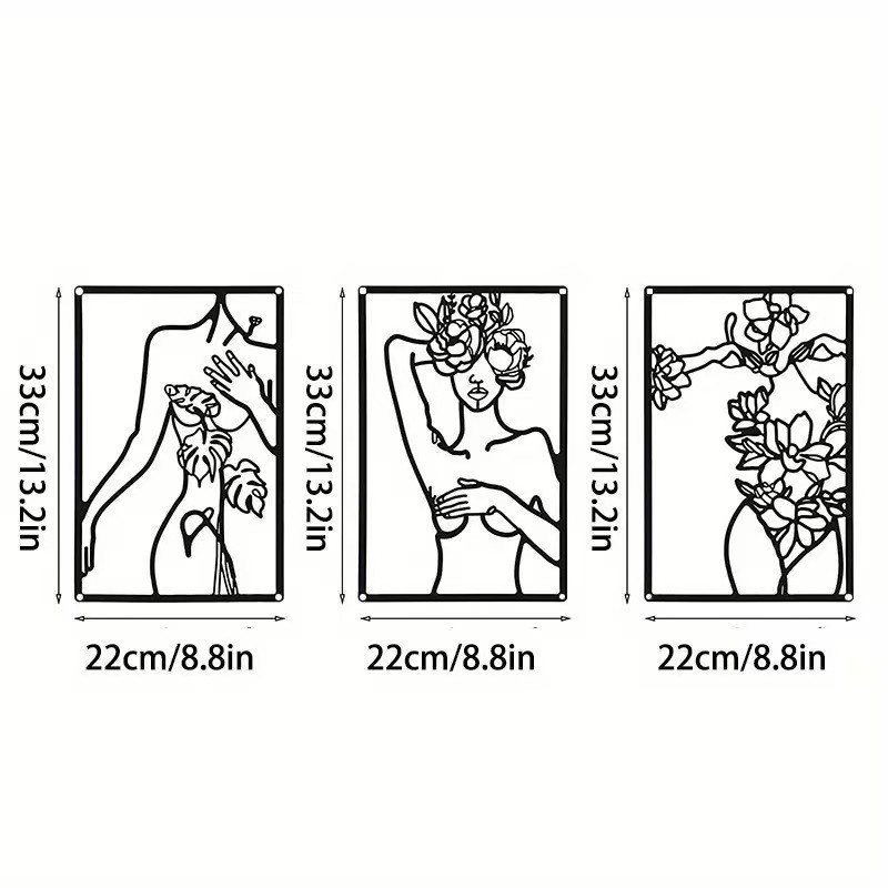 Picture of Amazon Metal Simple Female Line Silhouette Background Wall Iron Crafts Home Living Room Bedroom Wall Hanging