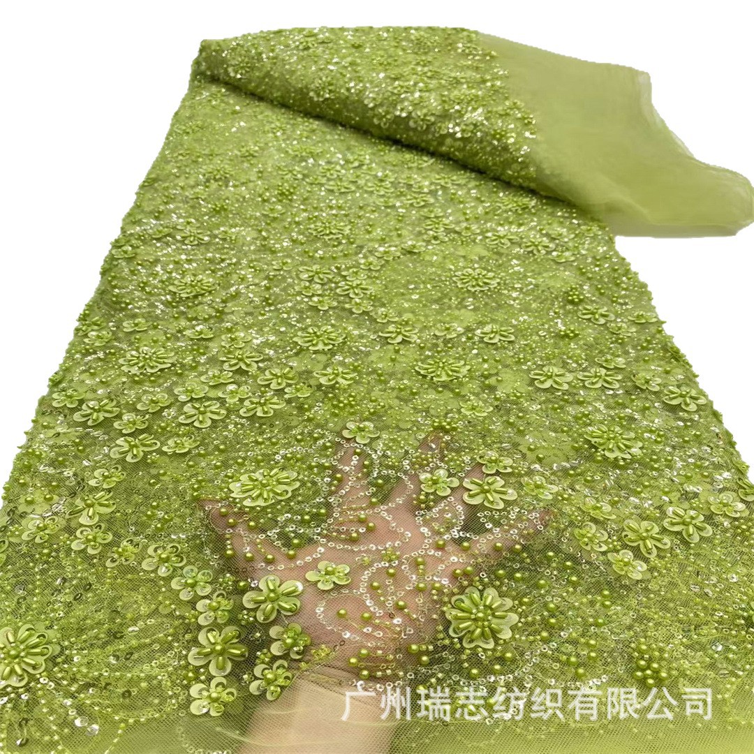 Picture of Laser Flower Sequin Embroidered Cloth Wedding Dress Evening Dress Stage Costume Fabric Sequin Lace Fabric Ready Stock
