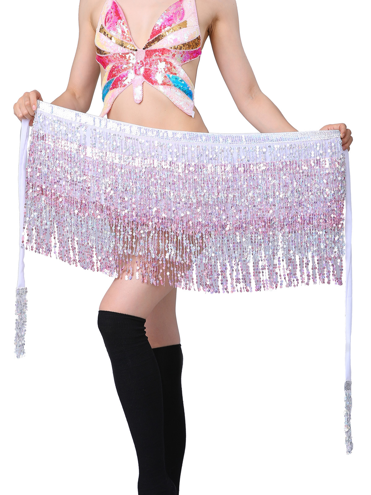 Picture of New belly dance beads waist chain 4 sequins hip towel tassel waist belt dance performance can be a generation of hair