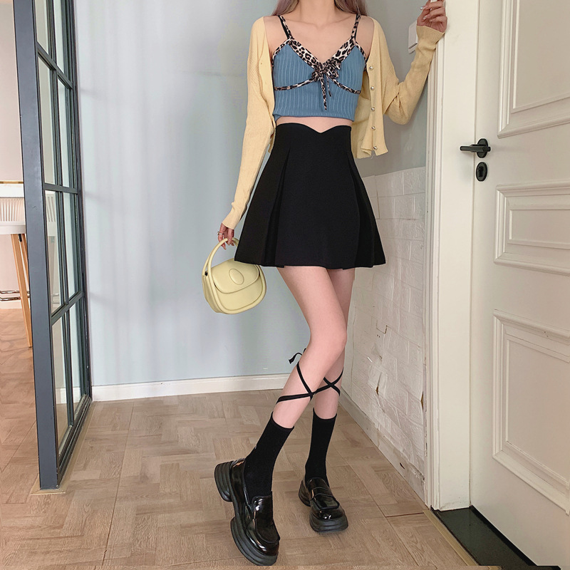 2025 New Suit Skirt for Girls with Pear-Shaped Figure, High-Waisted A-Line Skirt, Large Size Fat mm Pleated Umbrella Skirt