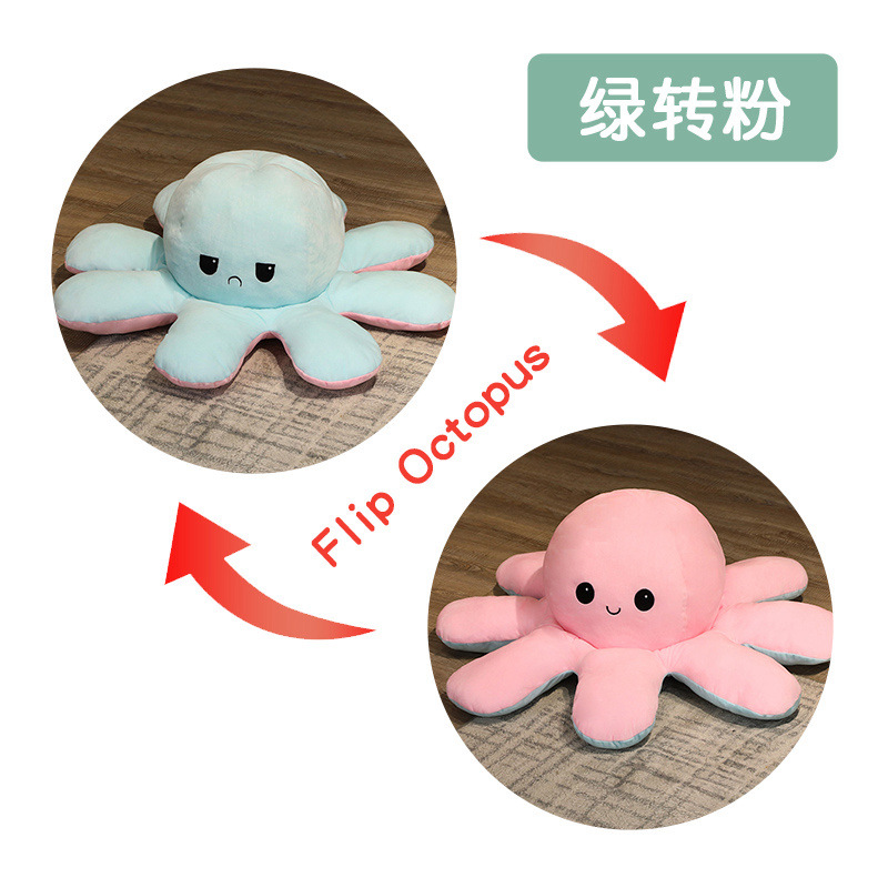 Picture of Soft Cute Giant Flip Big Octopus Doll Funny Double-Sided Expression Octopus Plush Toy Girl Gift