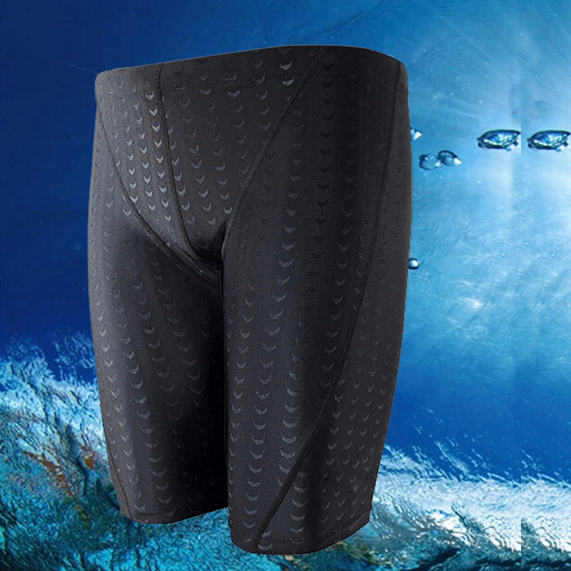 Hot-selling high-end men's quick-drying imitation shark skin swimming trunks breathable plus size five-point swimming trunks in stock wholesale