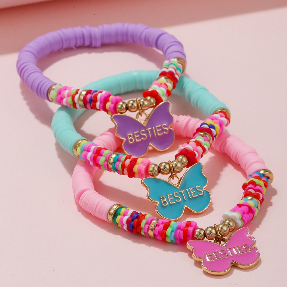 Picture of Luminous Love Round Bead Bracelet suit Soft Pottery Bracelet in stock BFF Butterfly Flower Bracelet Cross-border Exclusive for Yiwu