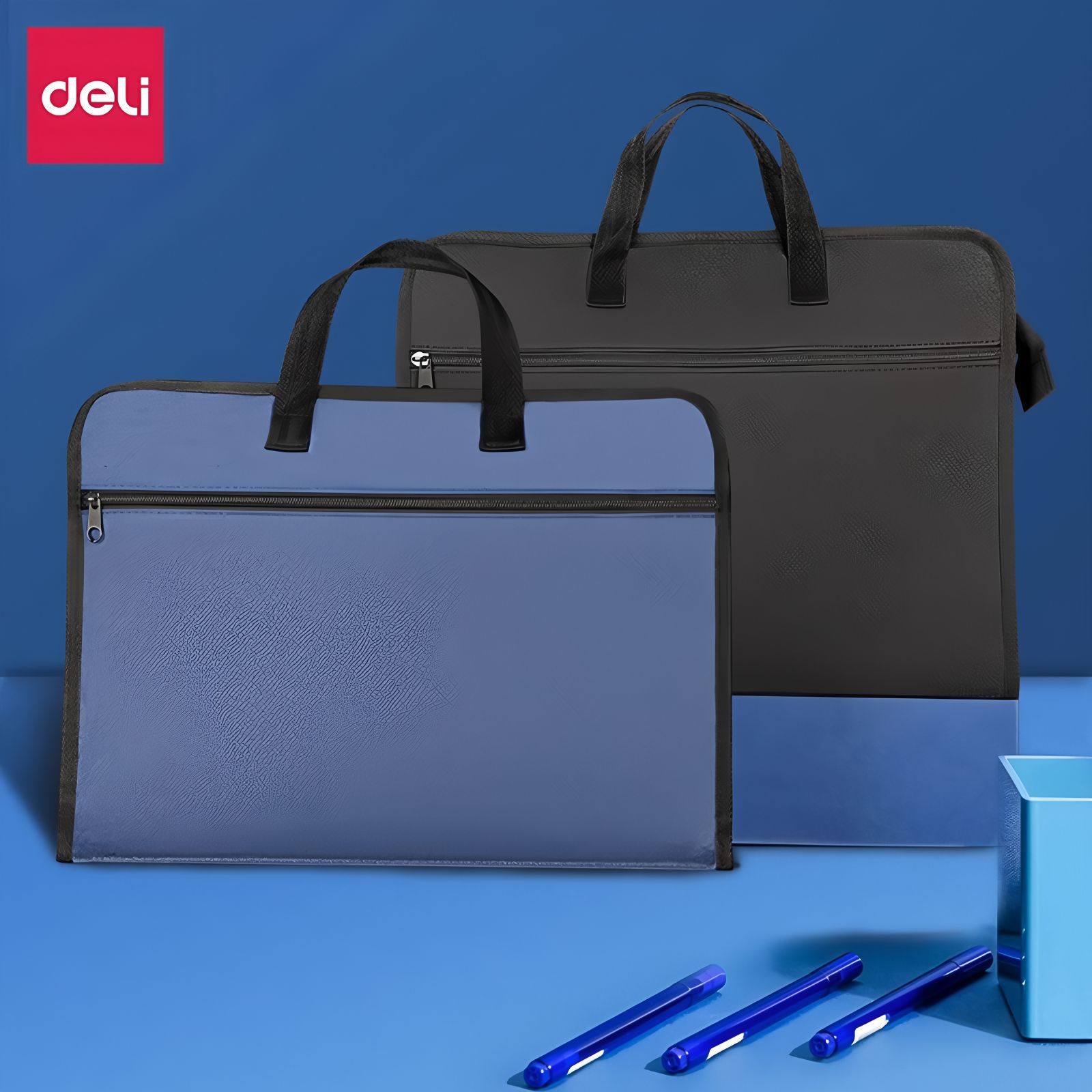Deli Briefcase 63753 Portable Zipper Bag Oxford Cloth A4 Information Business Zipper Tote Bag Dropshipping