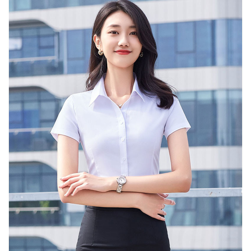 Picture of Women's Civil Servant Interview Application Professional Work Clothes White Shirt Women's Short-Sleeved Shirt College Students Slim and Elegant